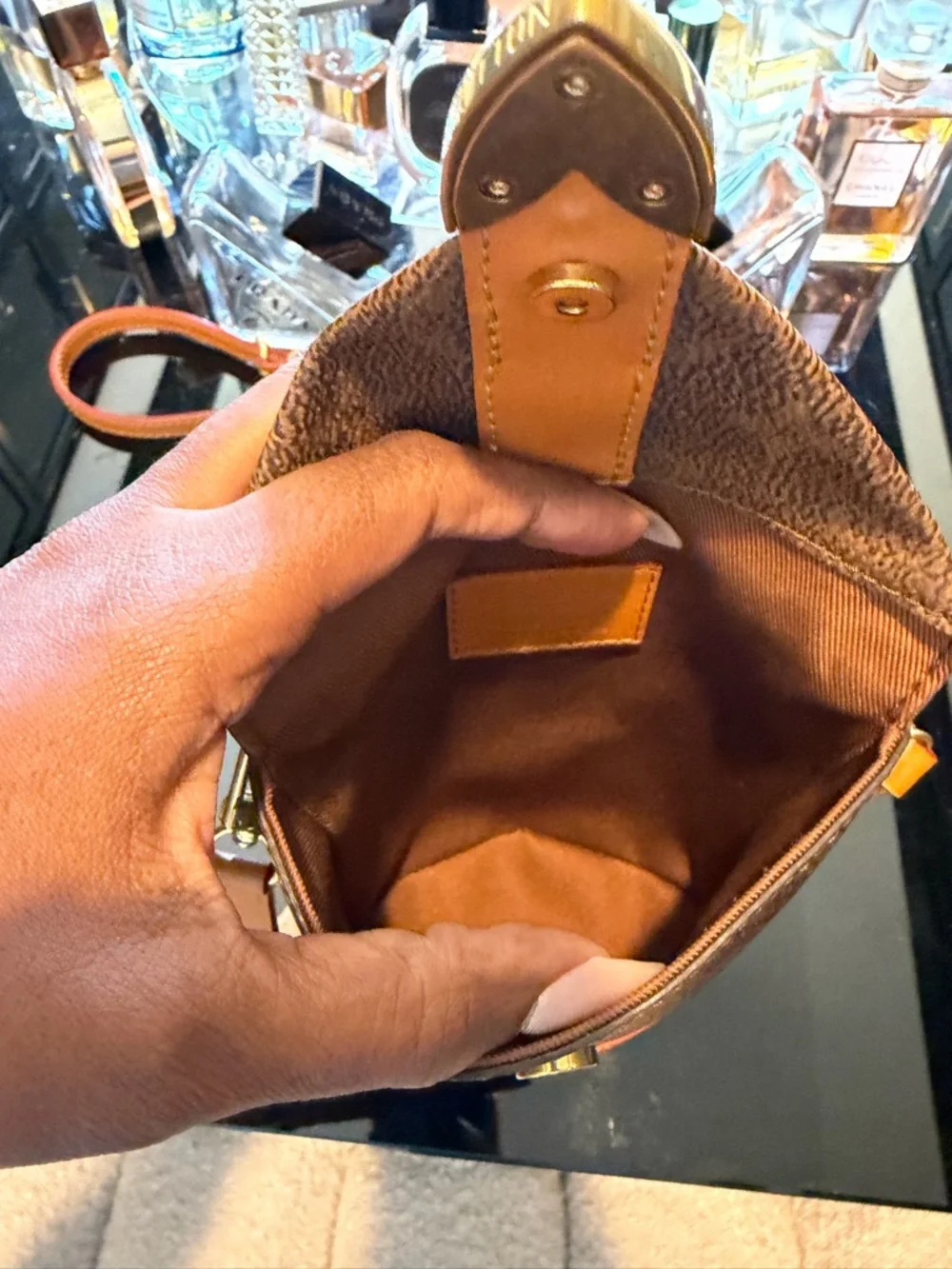 Louis Vuitton Monogram Canvas Bucket Crossbody with Tan Trim